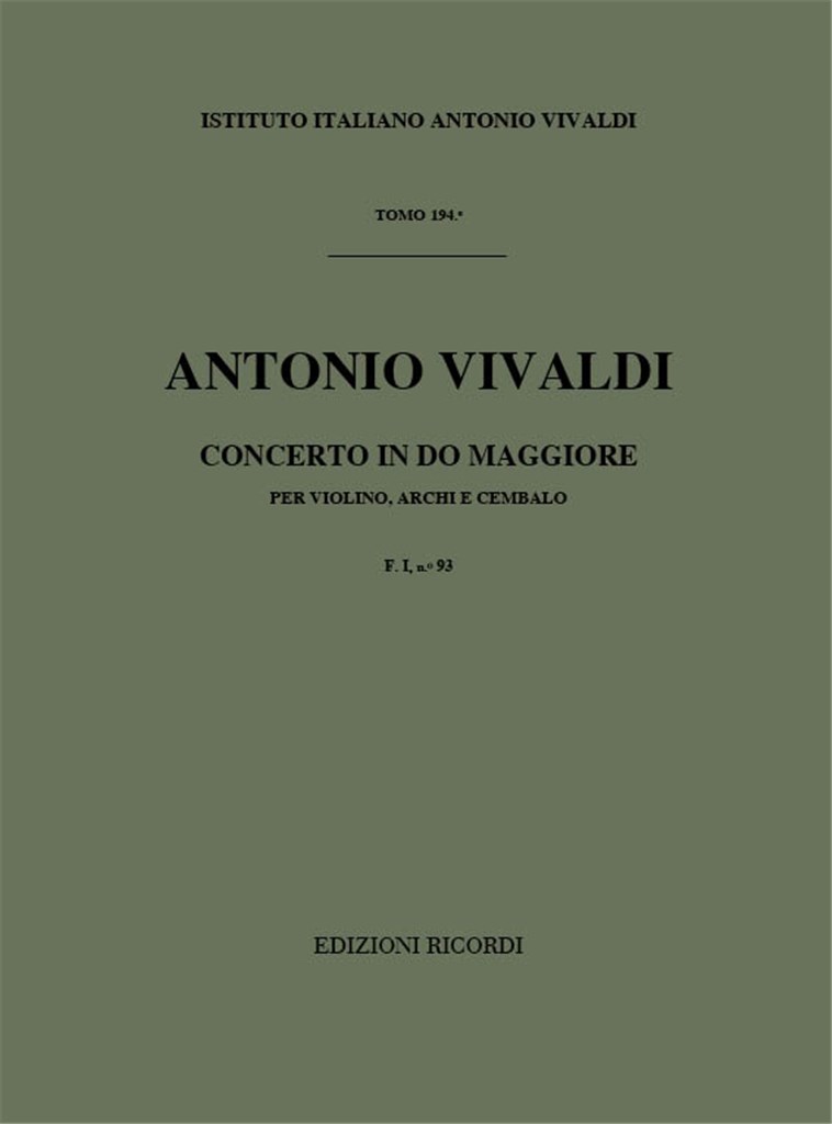 Concerti Per Vl., Archi E B.C.: In Do Rv 171
